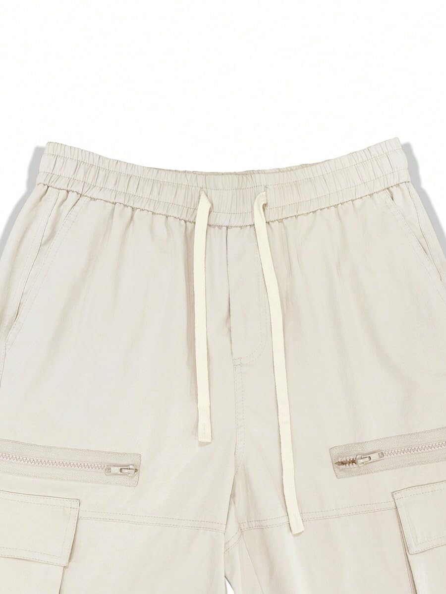 ZAFUL men's wild cargo pants apricot back pocket detail for versatile streetwear.