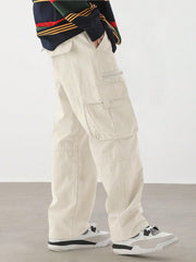 ZAFUL cargo pants apricot, back view showing flap pocket design.