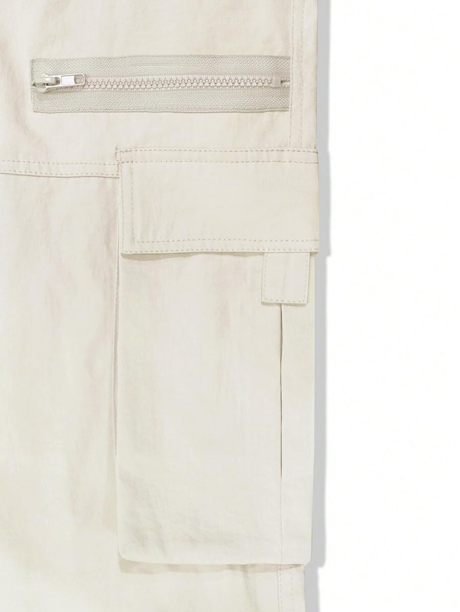 ZAFUL men's wild cargo pants apricot straight-leg view ideal for travel and outdoor activity.