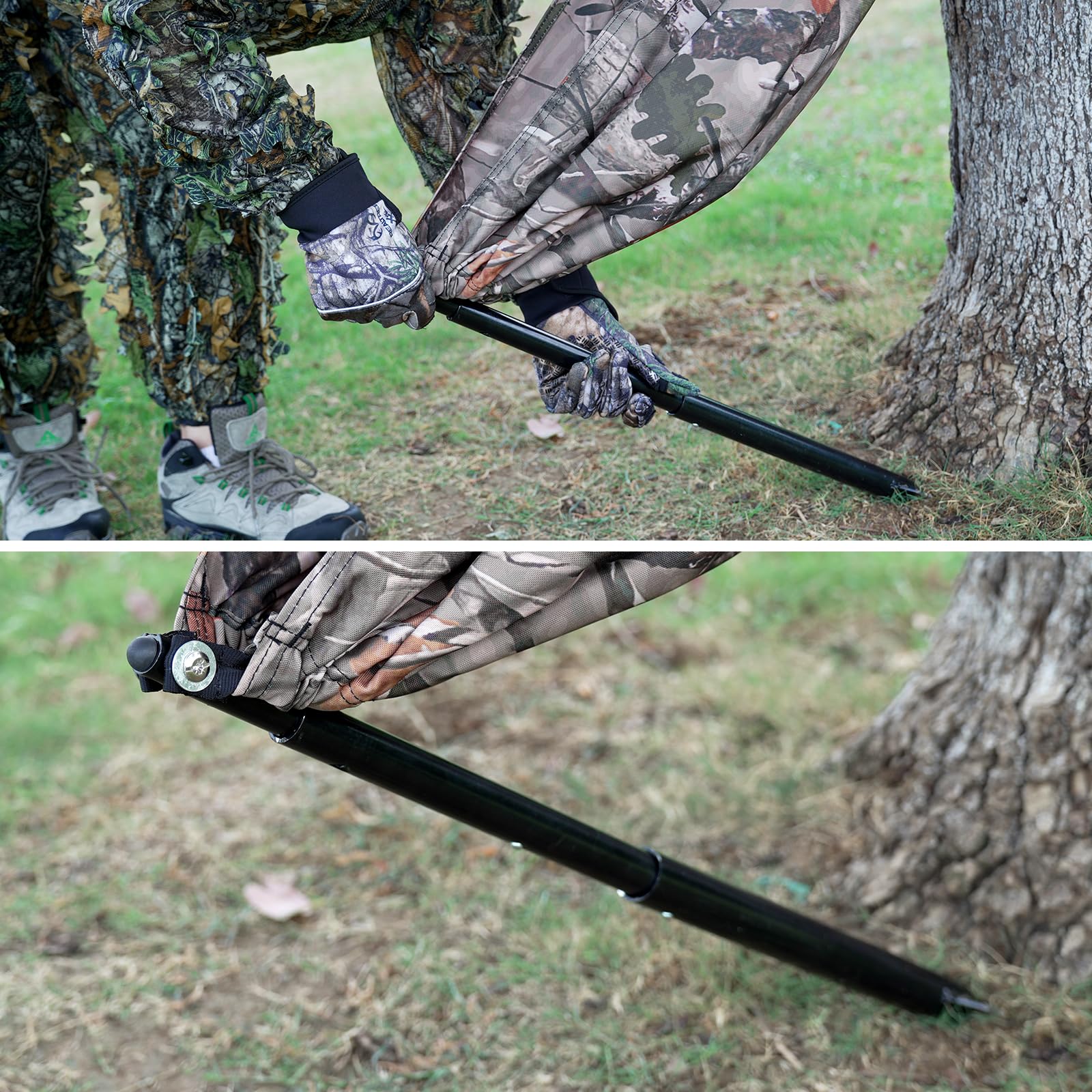 ZAIXIA camo tree chair compact storage makes packing simple after a day's outing.