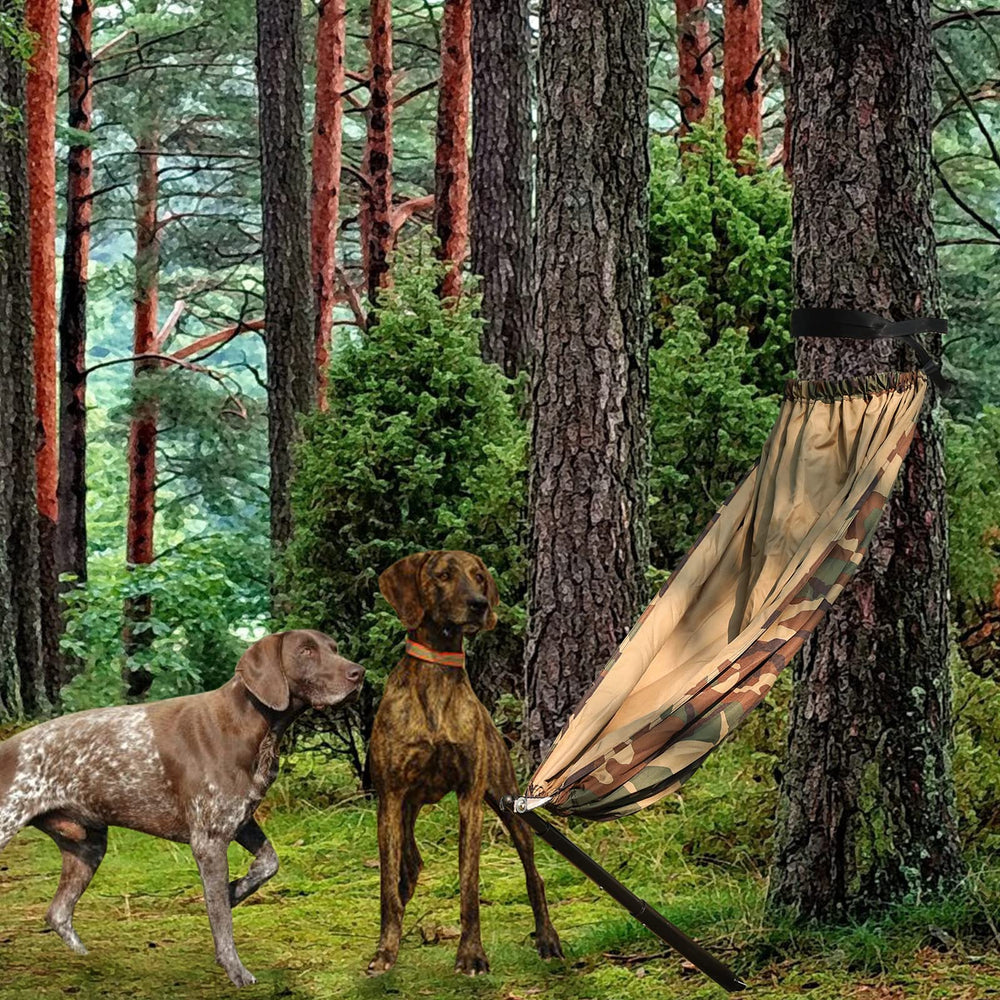 ZAIXIA camouflage chair in-use-on-hiking-trail suggests comfortable rests between climbs.