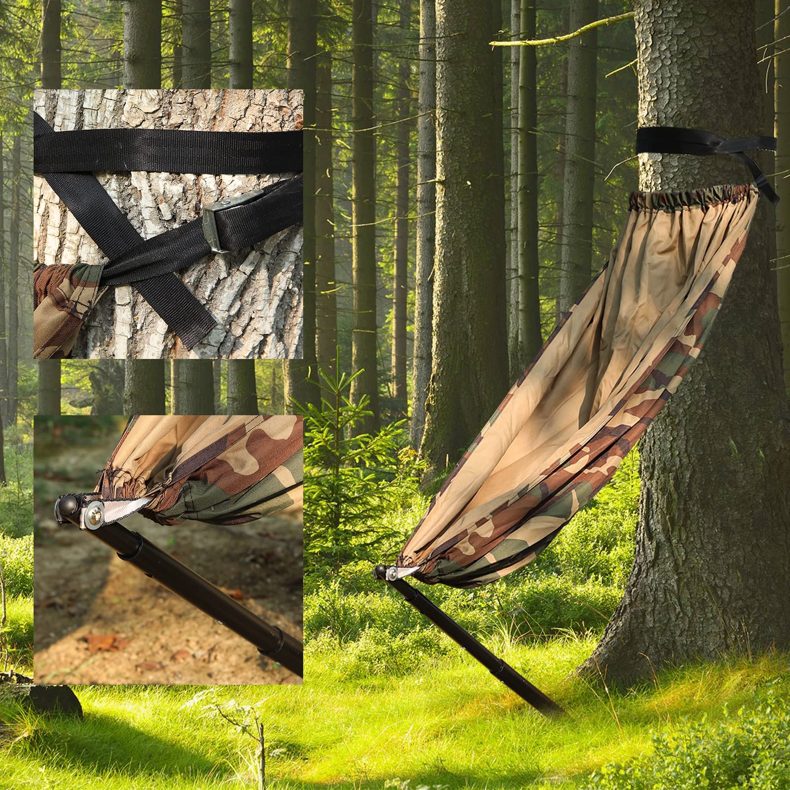 ZAIXIA hunting hammock seat 360-view highlights versatile, panoramic awareness during outdoor breaks.
