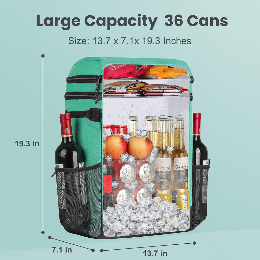 ZAKEEP cooler backpack side pocket open for extra bottle storage and organization