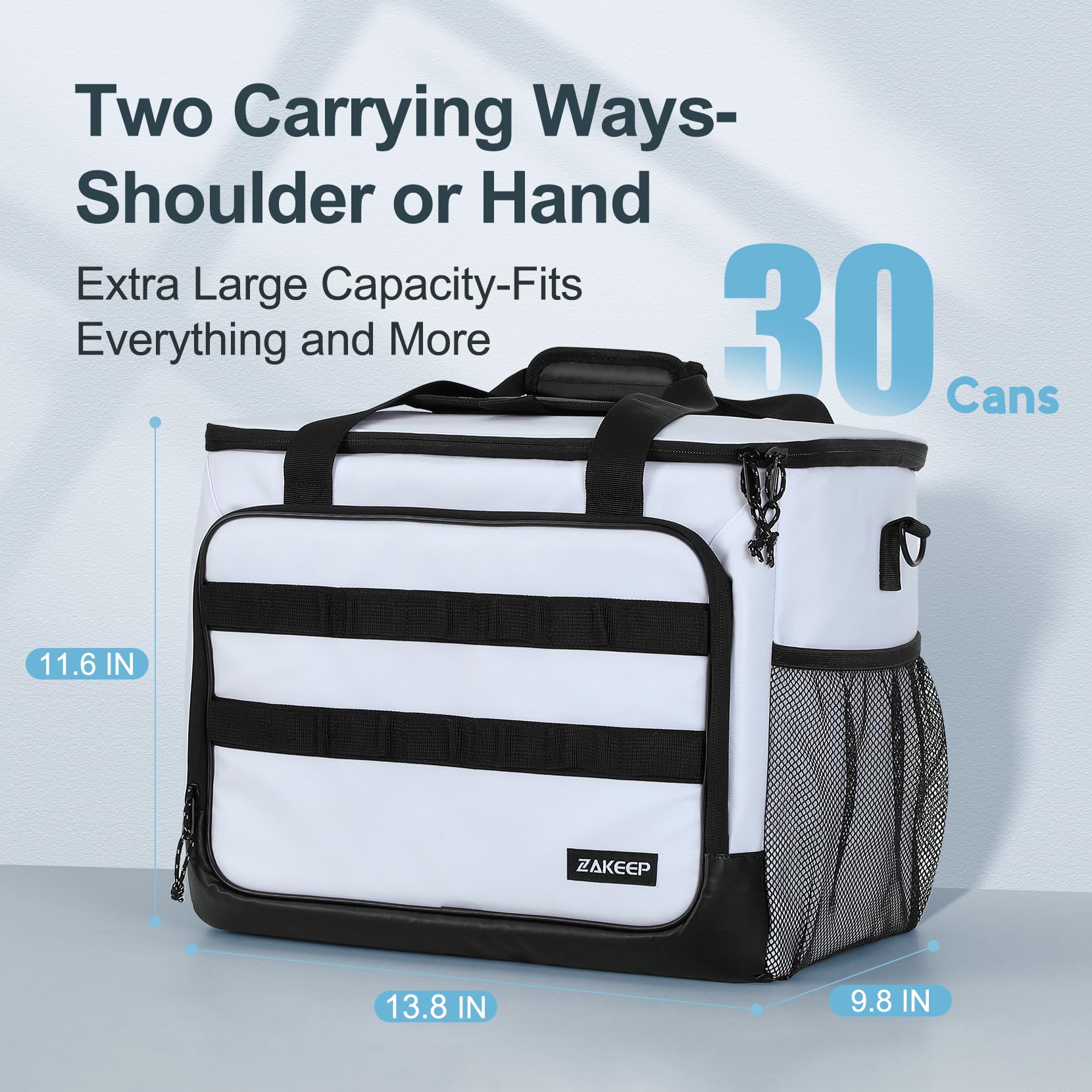 ZAKEEP Soft Cooler Bag side pocket storing wine bottles for transport
