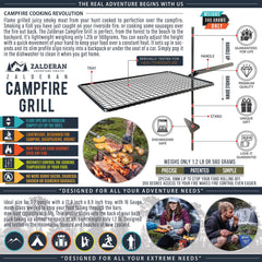 Zalderan Campfire Grill packed for backpack-ready travel and storage.