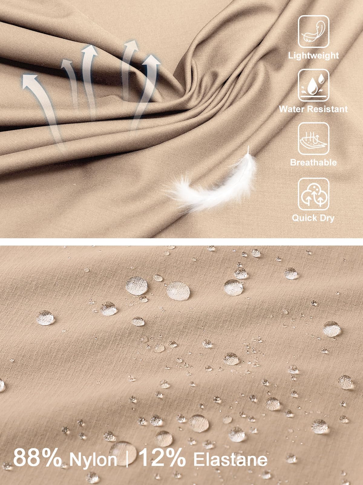 Zalify men's cargo hiking pants water-resistant coating in action