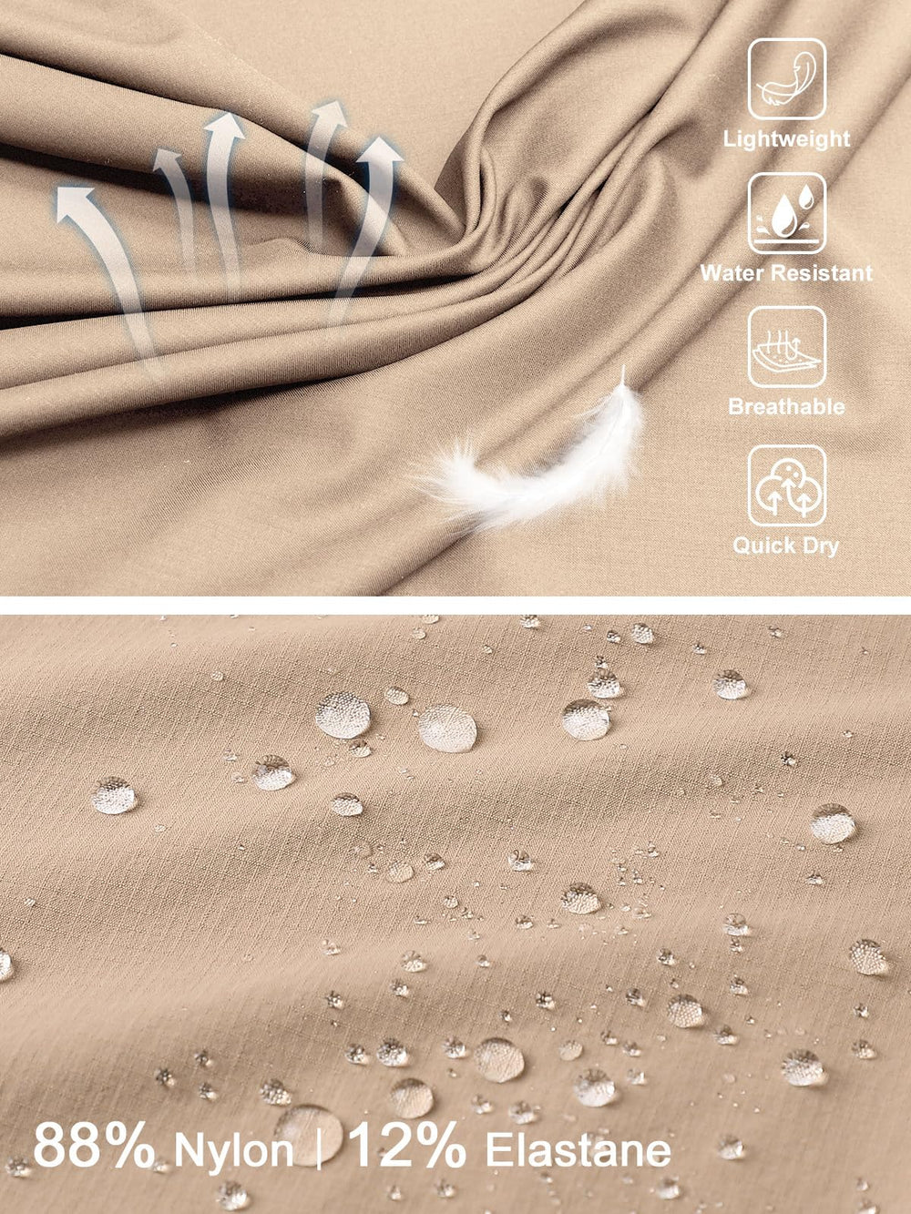 Zalify men's cargo hiking pants water-resistant coating in action