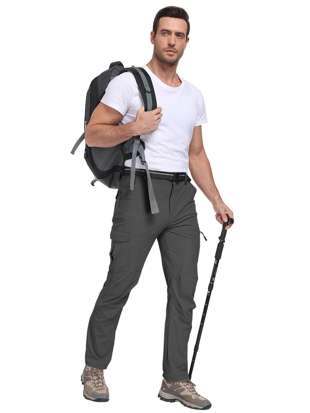 Zalify outdoor-ready pants illustrated in rain or sun with quick-dry performance.