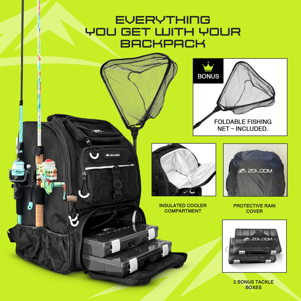 Insulated cooler interior of Zaloom 45L fishing backpack