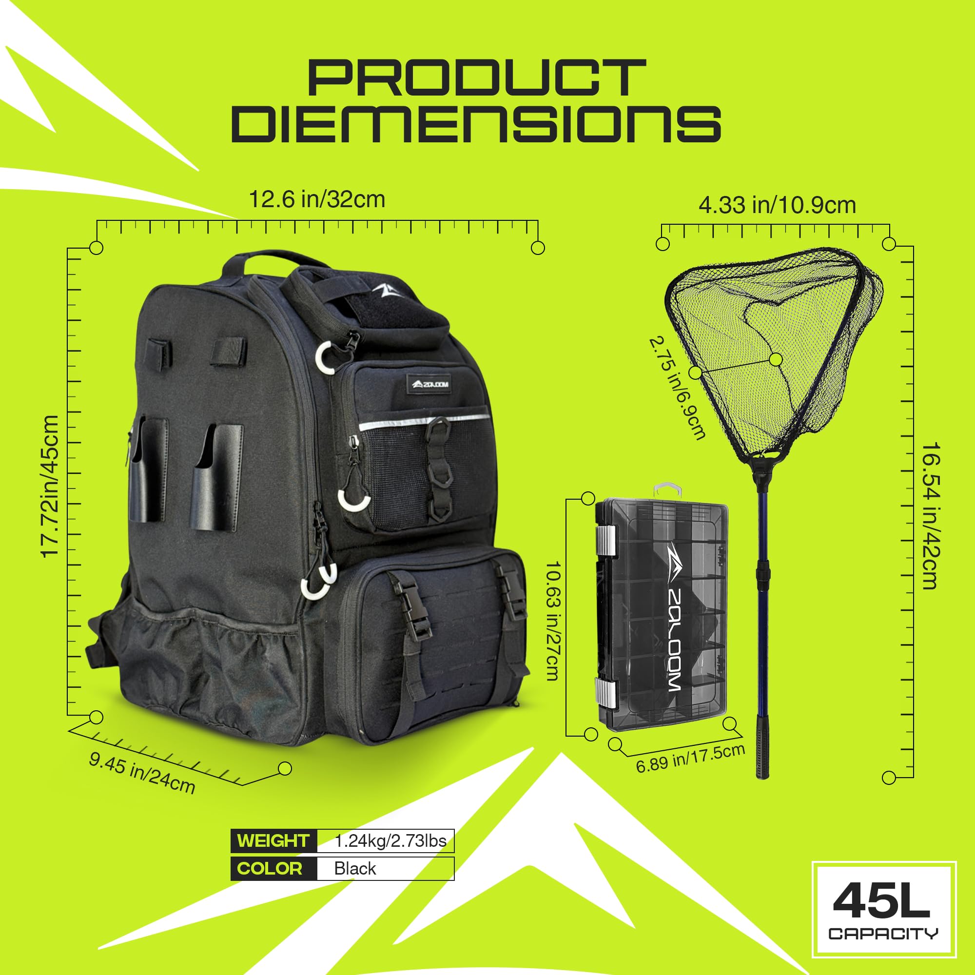 Zaloom fishing backpack with two tackle boxes for organized gear on water outings