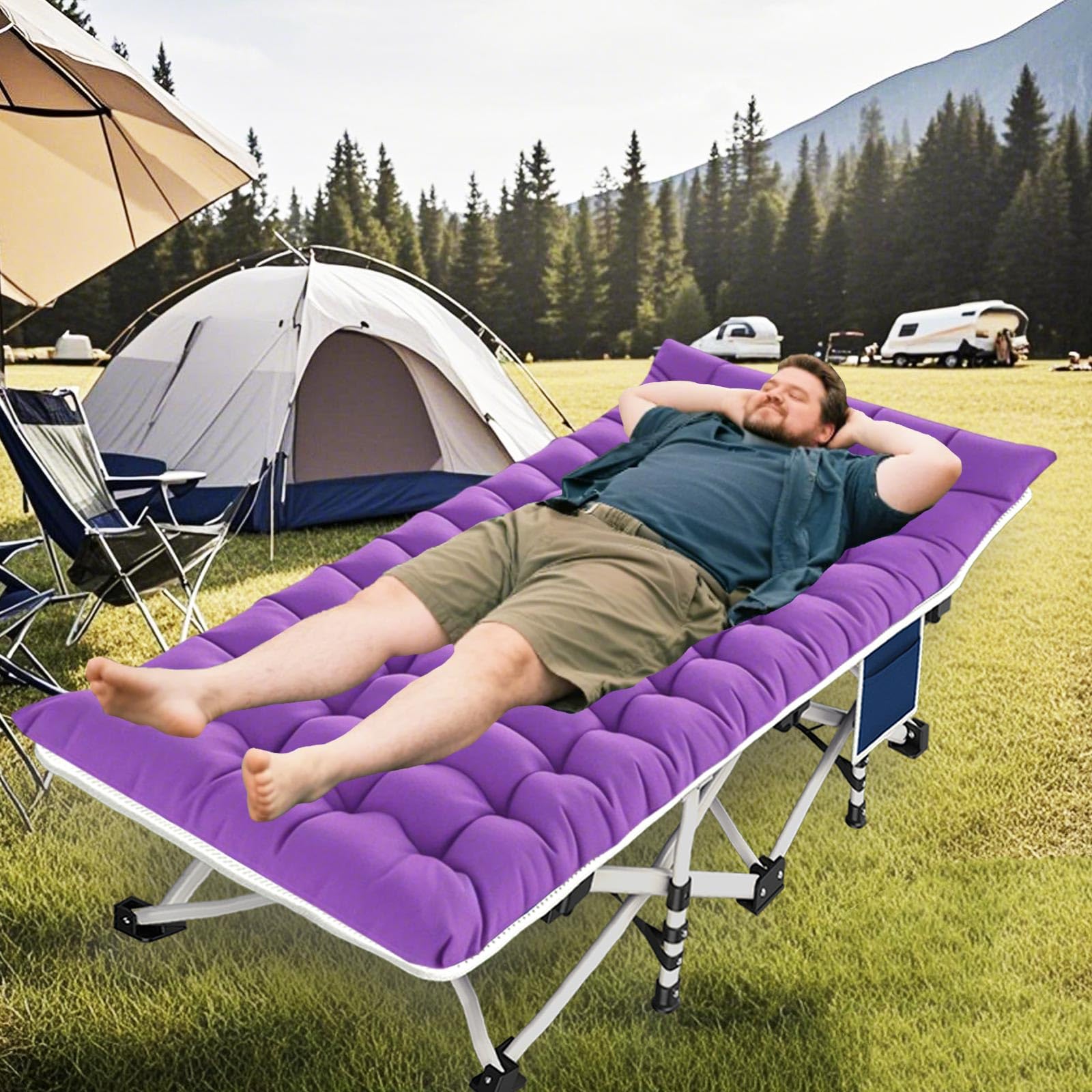 ZAMOTEO camping cot includes carry bag for easy transport.