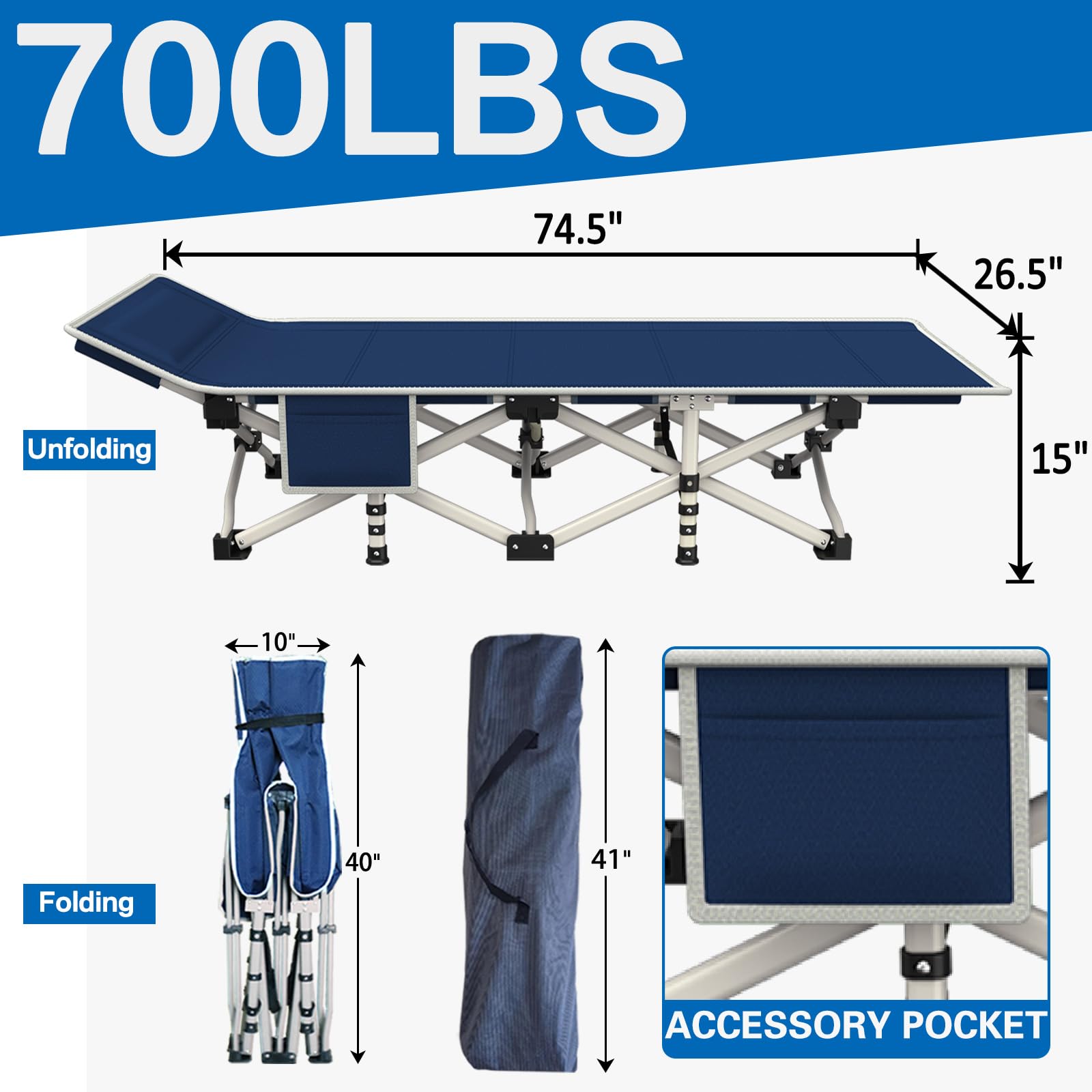 ZAMOTEO camping cot easy to clean with a damp cloth.