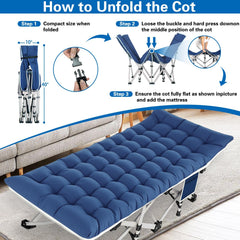 ZAMOTEO camping cot unfolds quickly for instant rest