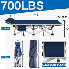 ZAMOTEO camping cot side pocket keeps essentials at hand