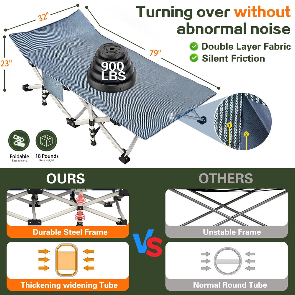 ZAMOTEO XXL camping cot includes carry bag for easy transport and storage