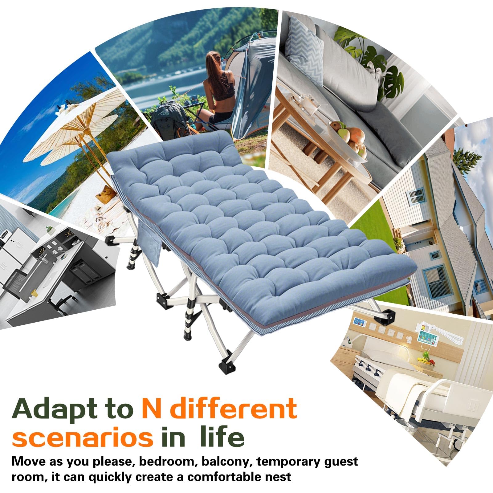 ZAMOTEO XXL camping cot ideal for camping, guests, and office breaks