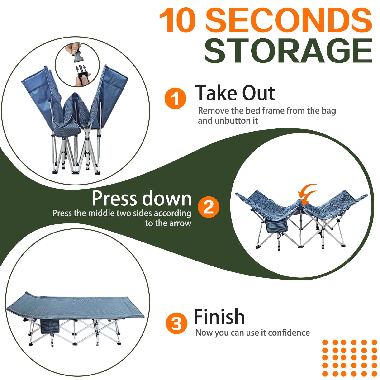 ZAMOTEO XXL camping cot quick setup unfolds in seconds for instant rest