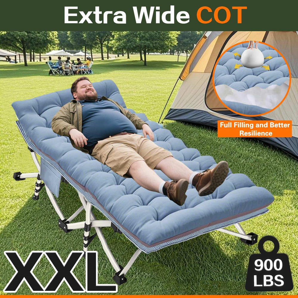 ZAMOTEO XXL camping cot side pocket keeps essentials within reach at campsites