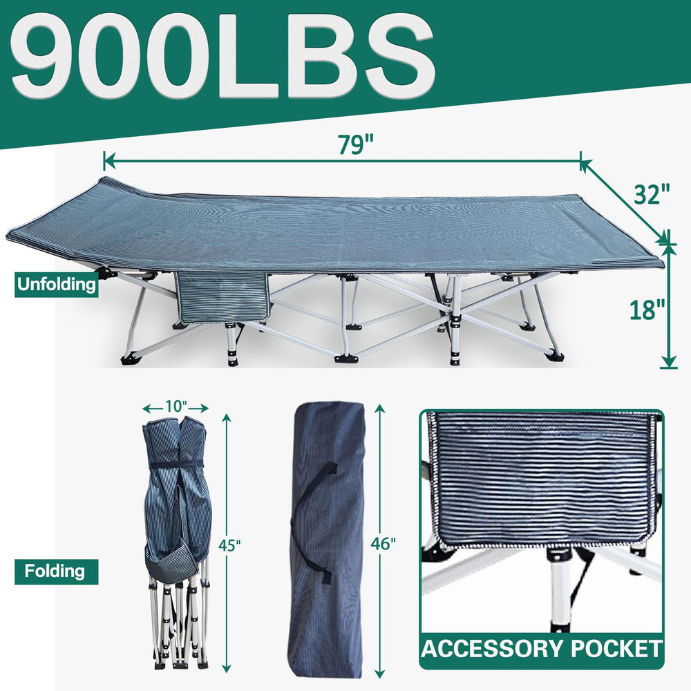 ZAMOTEO XXL camping cot 32-inch wide sleeping surface for spacious adult sleep