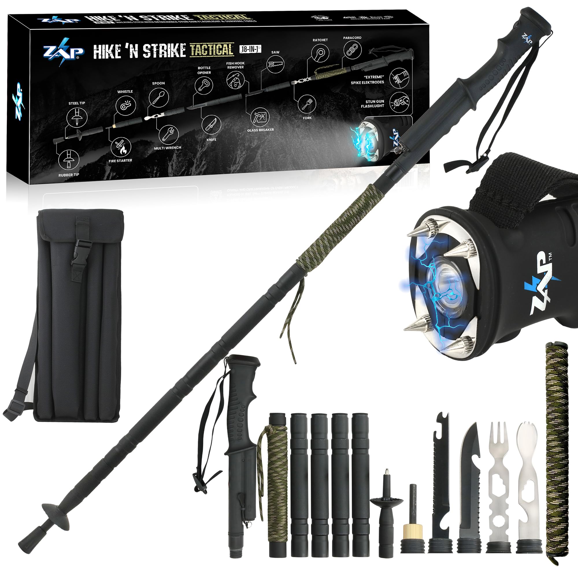Zap Hike N Strike collapsible 5-tube design enables compact trail carry.