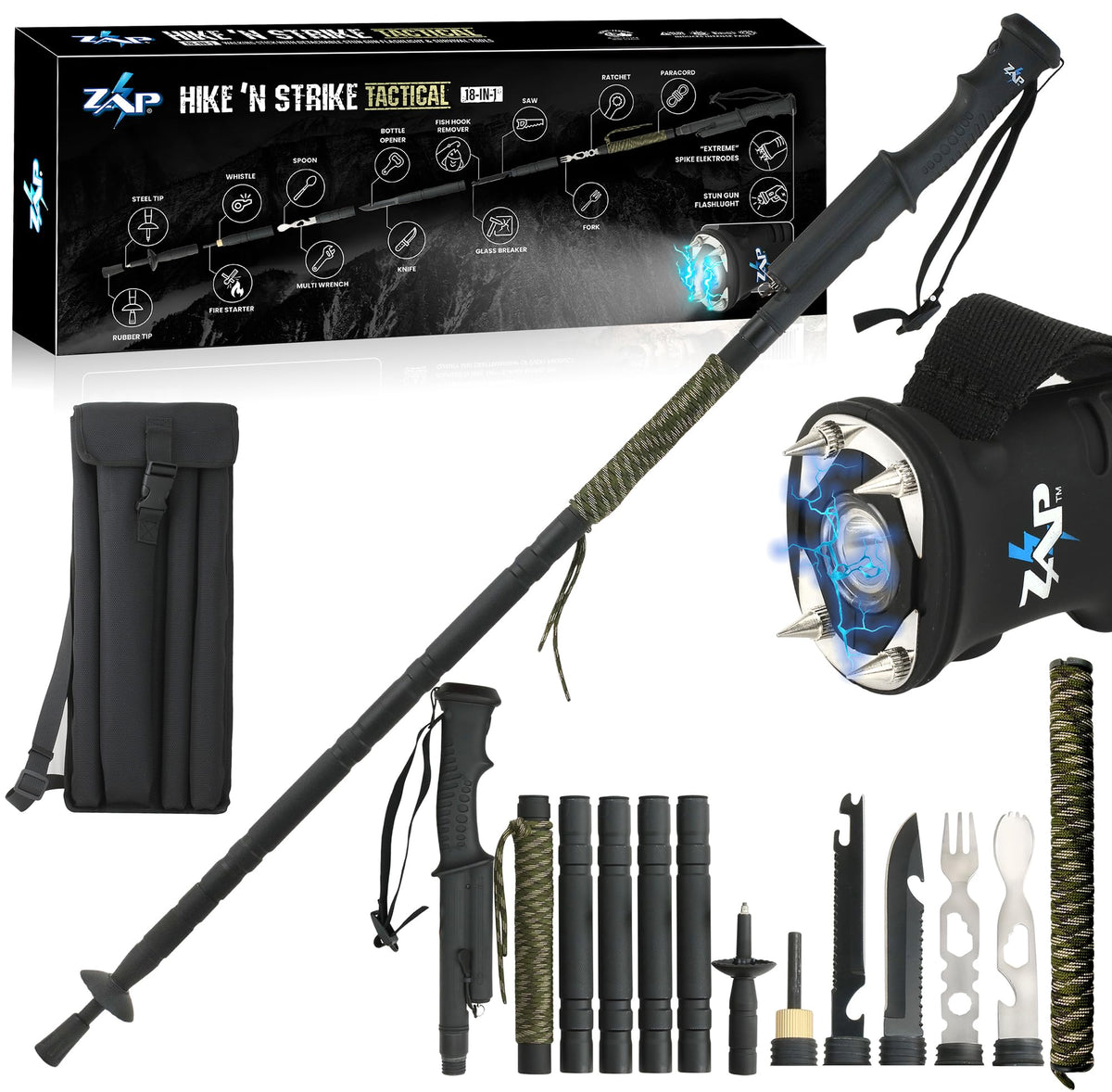 Zap Hike N Strike collapsible 5-tube design enables compact trail carry.