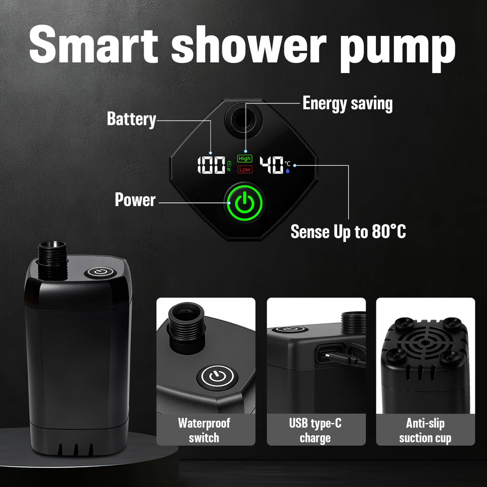 Zappyway immersion water heater delivers warm outdoor showers on demand.