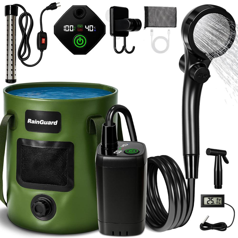 Zappyway portable shower pump for camping enables quick, refreshing rinses.