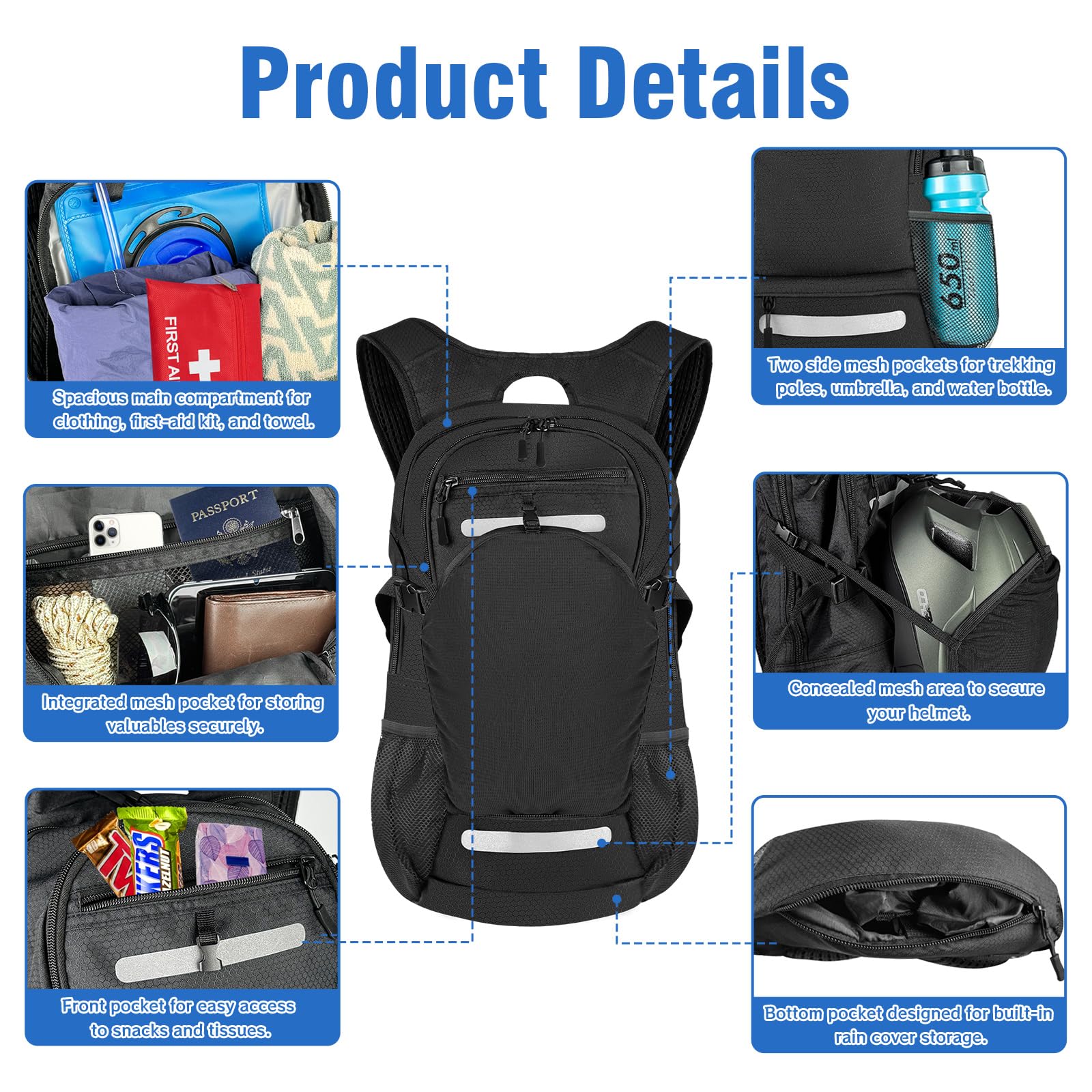 Zavothy free 3L hydration bladder ensures easy, hands-free hydration on long climbs.