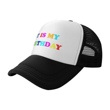 ZBDSKLEX Happy Birthday Trucker Hat mesh back enhances airflow.