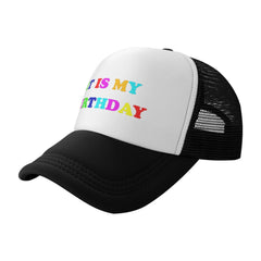 ZBDSKLEX Happy Birthday Trucker Hat mesh back enhances airflow.