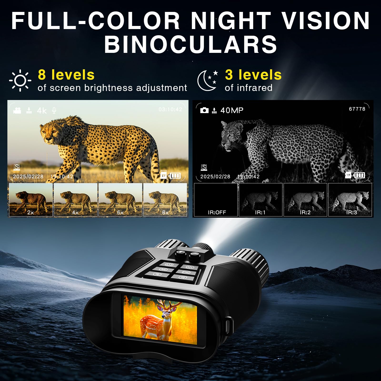 ZBFACAI 4K night vision video recording captures high-detail footage with sound