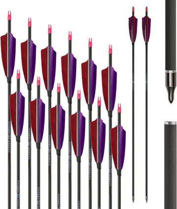 ZE ZHAN-E ARCHERY 12pcs-600-spine arrows with real turkey feathers for consistent flight.