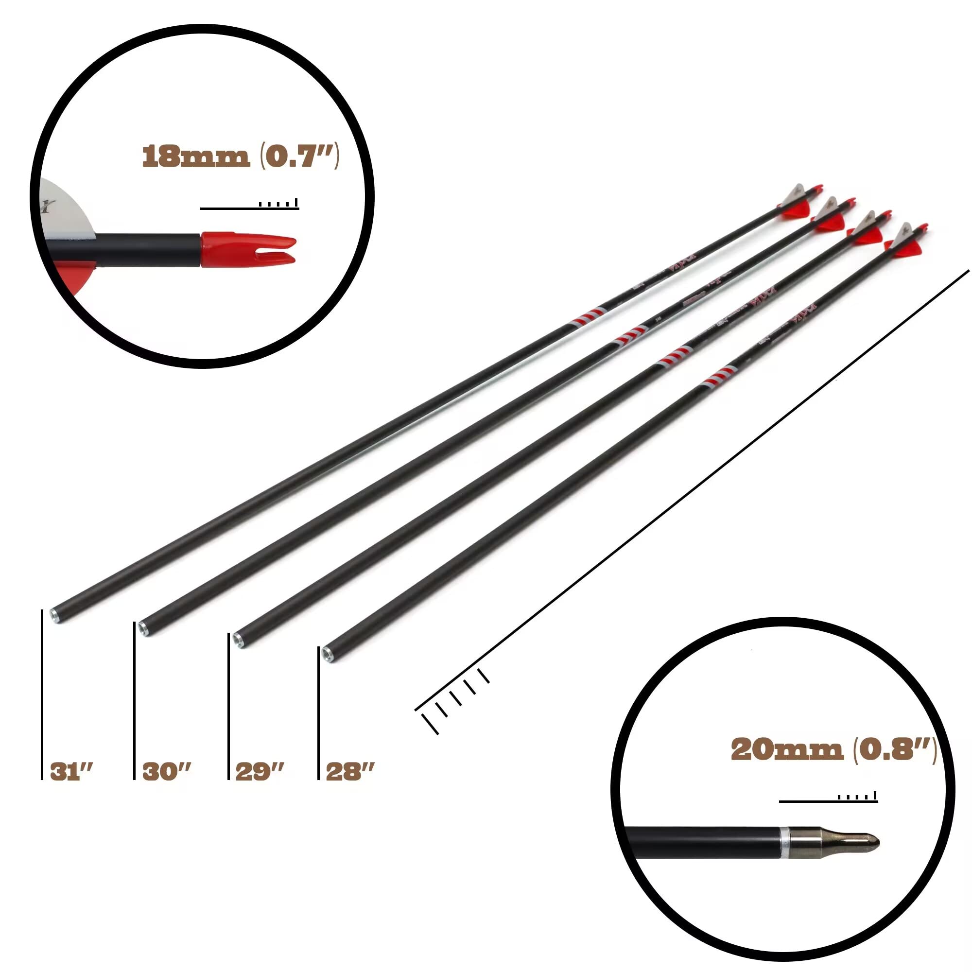 ZE ZHAN-E ARCHERY 2.5-inch fletching promotes stable flight and quick recovery.