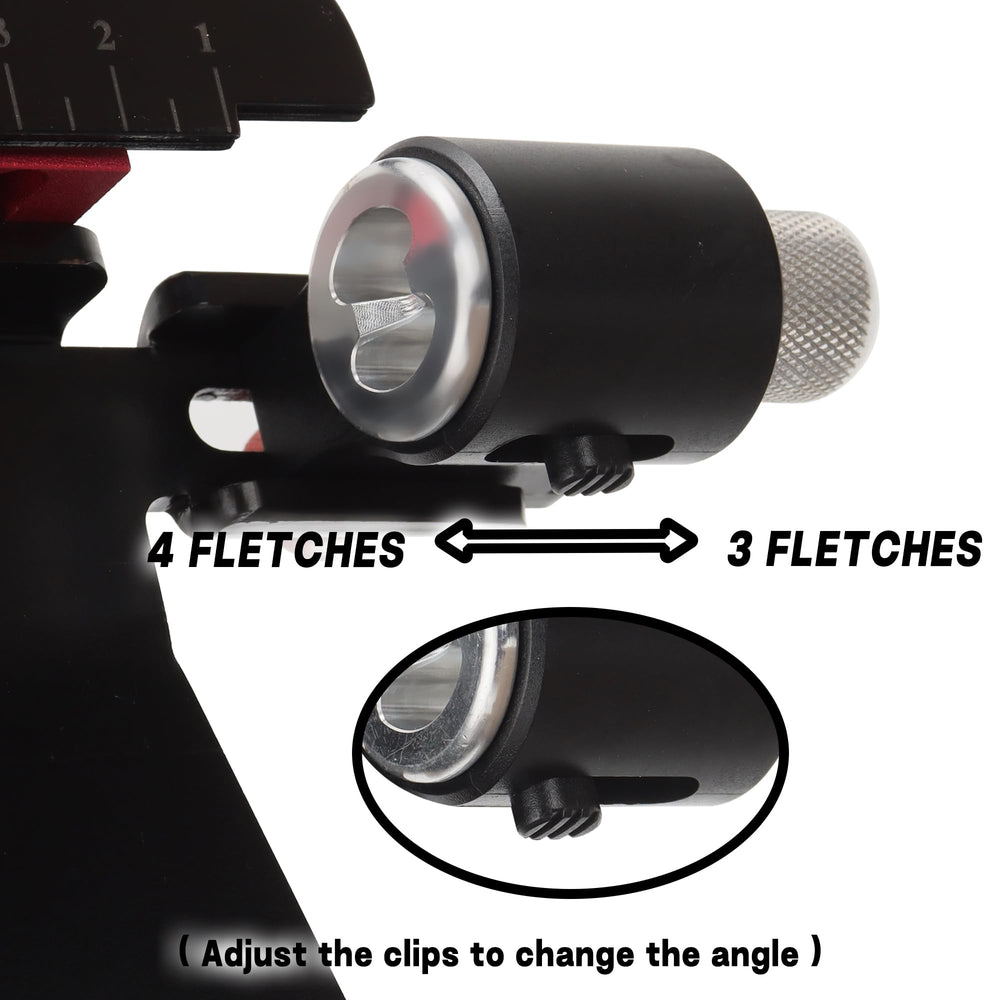 Adjustable knob on ZE ZHAN-E ARCHERY fletching jig for quick angle changes (3 or 4 fletch).