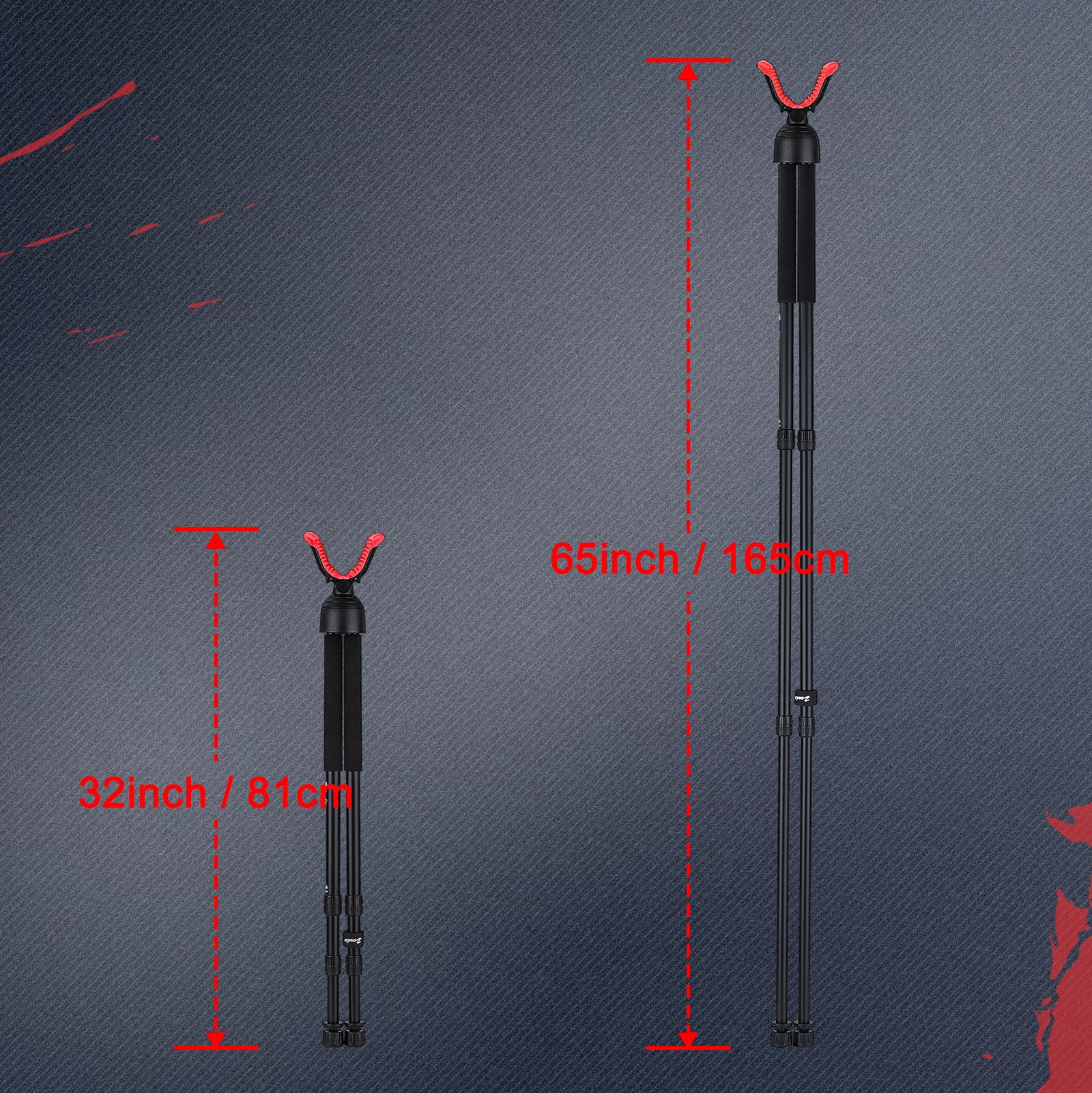Zeadio bipod twist-lock legs show fast, quiet height changes on uneven terrain.