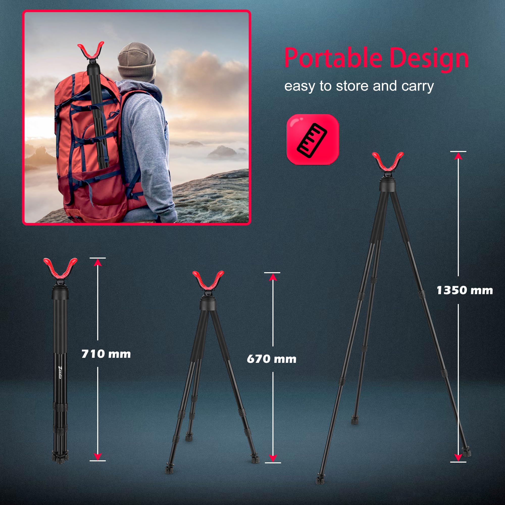 Zeadio tripod hunting rest non-marring yoke head prevents surface scratches