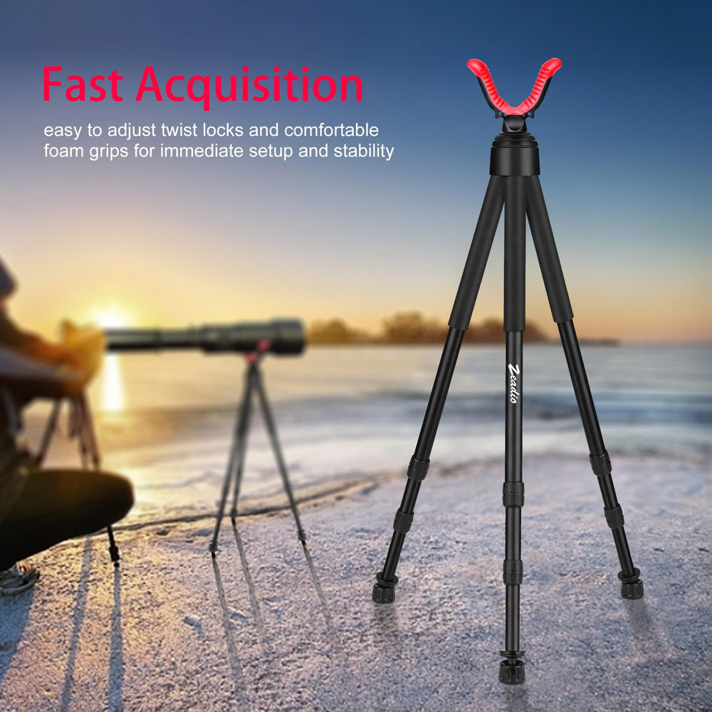 Zeadio tripod hunting rest twist-lock legs in action for fast height adjustments