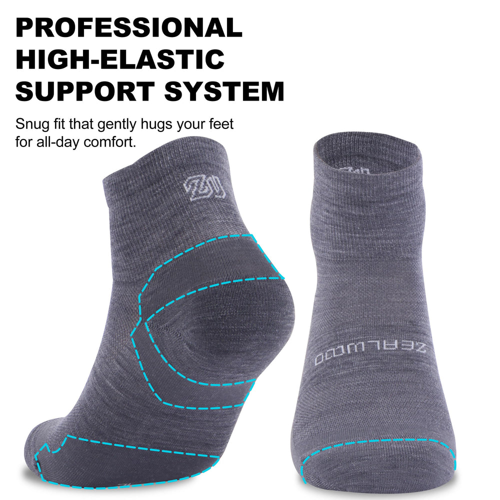 ZEAL WOOD seamless toe no-show sock for unrestricted movement and reduced chafing.