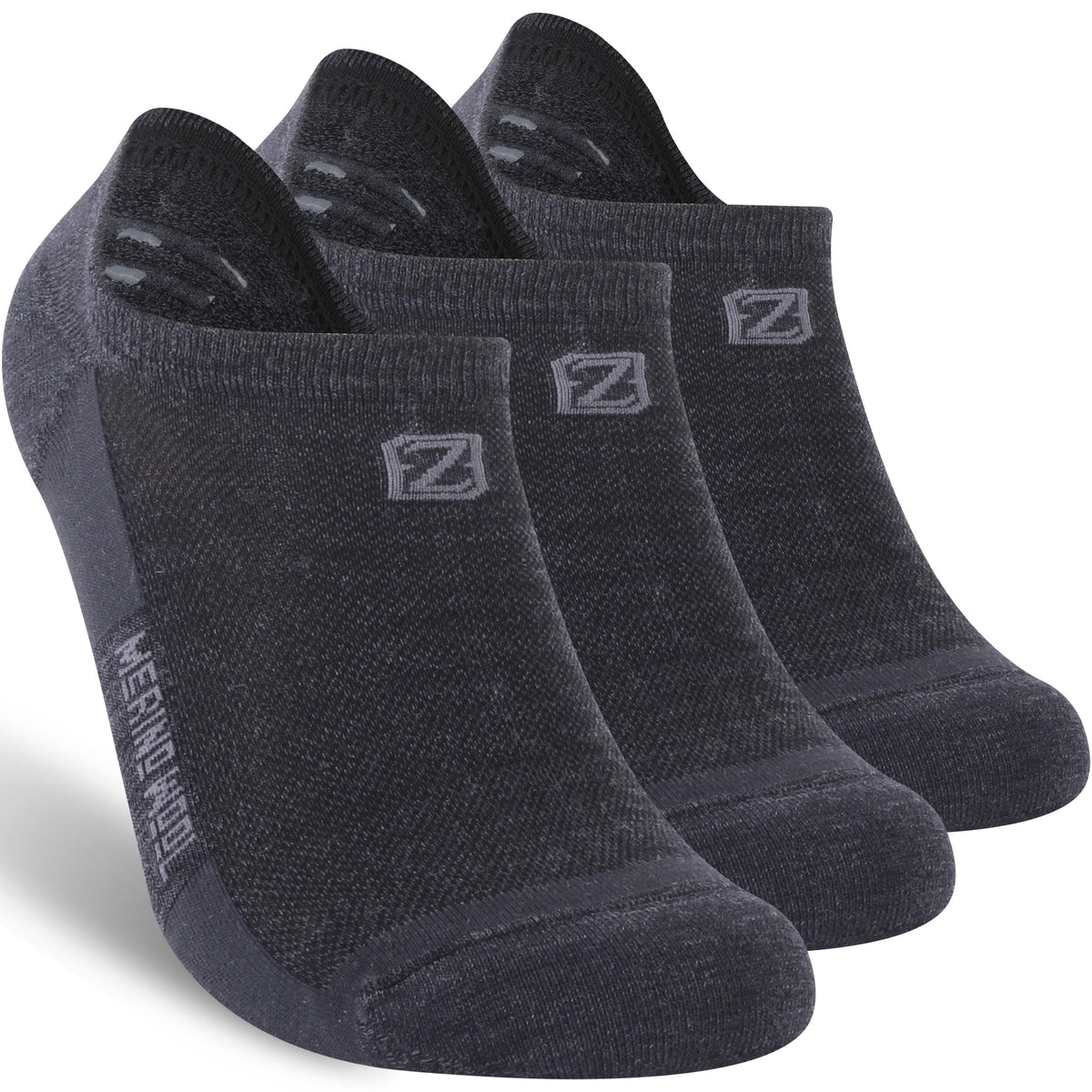 ZEALWOOD Merino Wool No Show Socks front view with discreet low-cut wear for everyday runs.