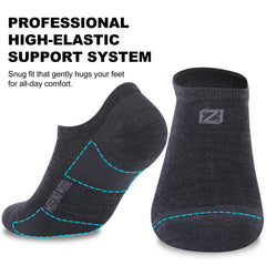 ZEALWOOD Merino Wool No Show Socks mesh ventilation image emphasizing airy comfort during workouts.