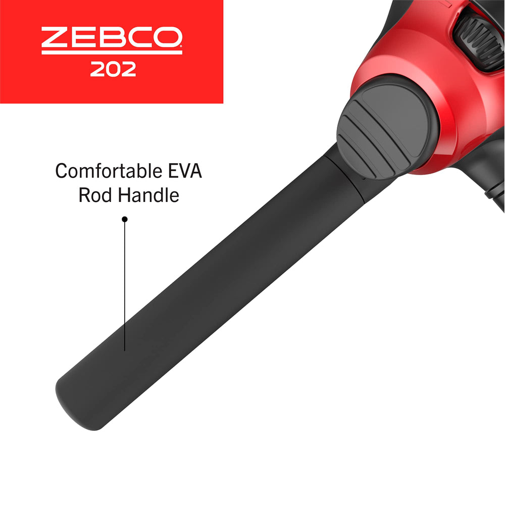 Durable fiberglass rod component of Zebco 202 spincast combo