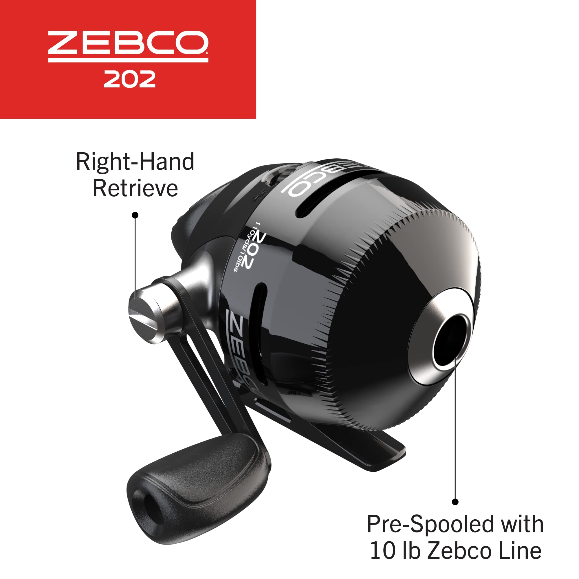 Zebco 202 dial-adjustable drag detail for customizable control during retrieves.