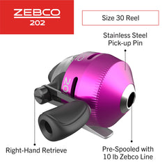 Pre-spooled Zebco 202 spincast with 10 lb line