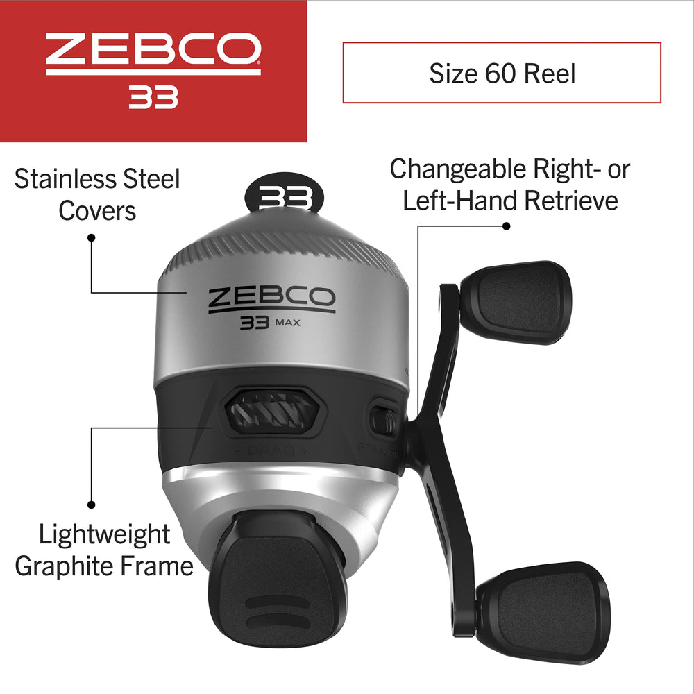 Zebco 33 MAX side view highlighting smooth line pickup for easy retrieves.