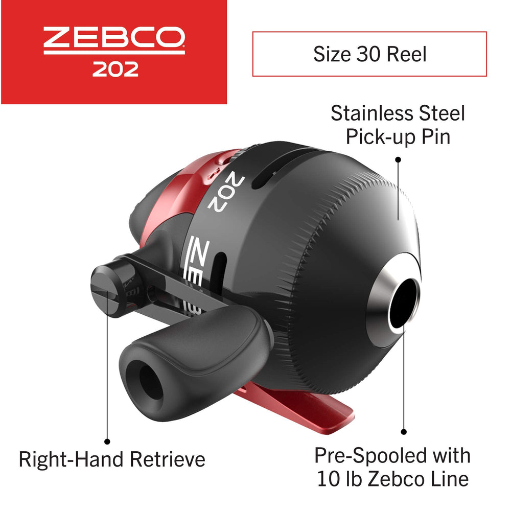 Zebco 404 right-hand retrieve reel pre-spooled with 15 lb Cajun Line