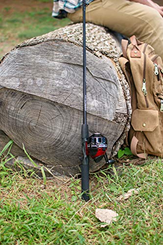 Angled view of Zebco 404 spincast reel and 6-foot rod combo.