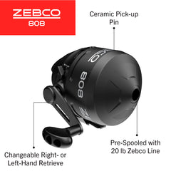 Dial-adjustable Magnum drag on Zebco 808 spincast reel