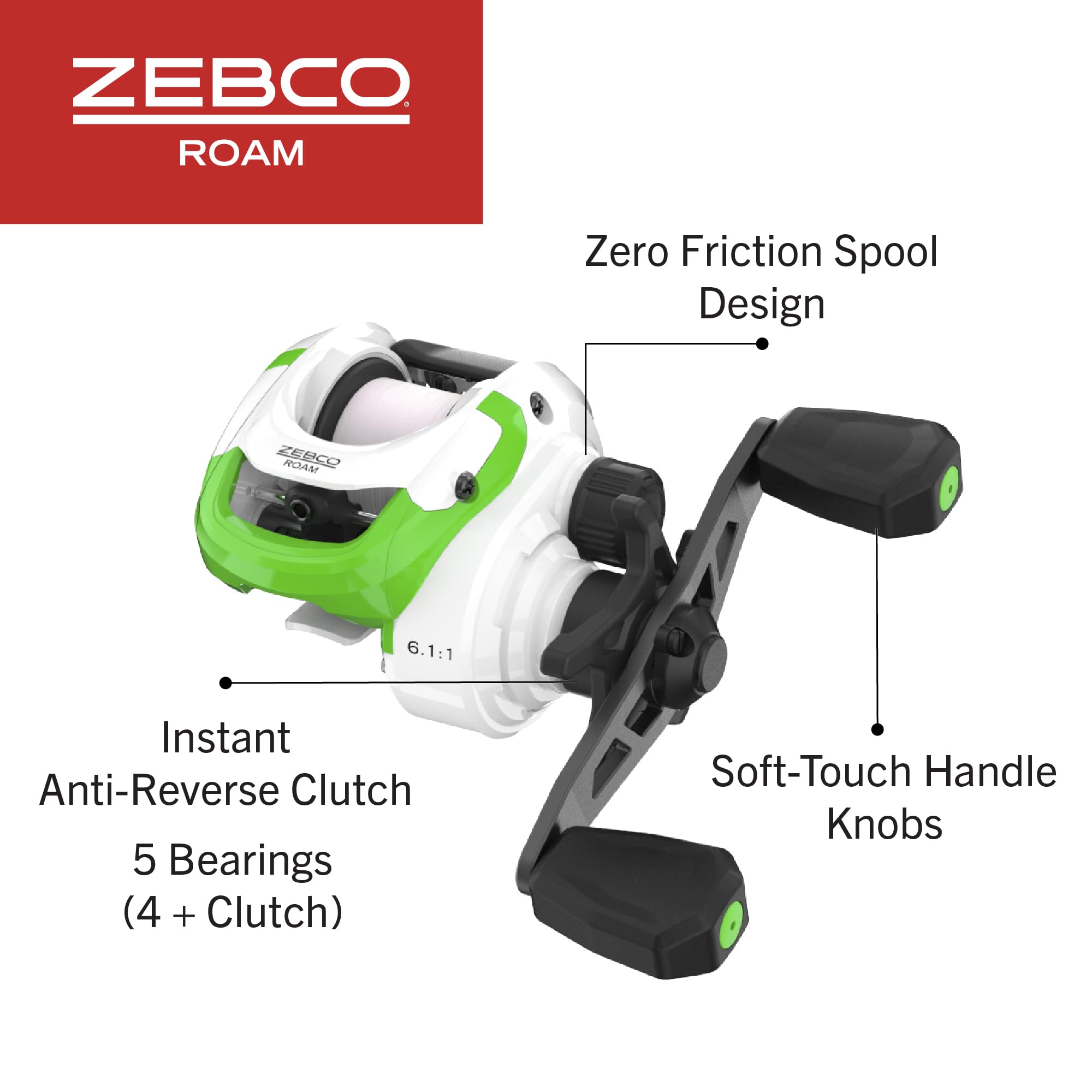 Zebco Roam 90mm handle delivers extra cranking power