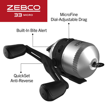 Zebco bite alert feature visible, signaling bites for easier catches.