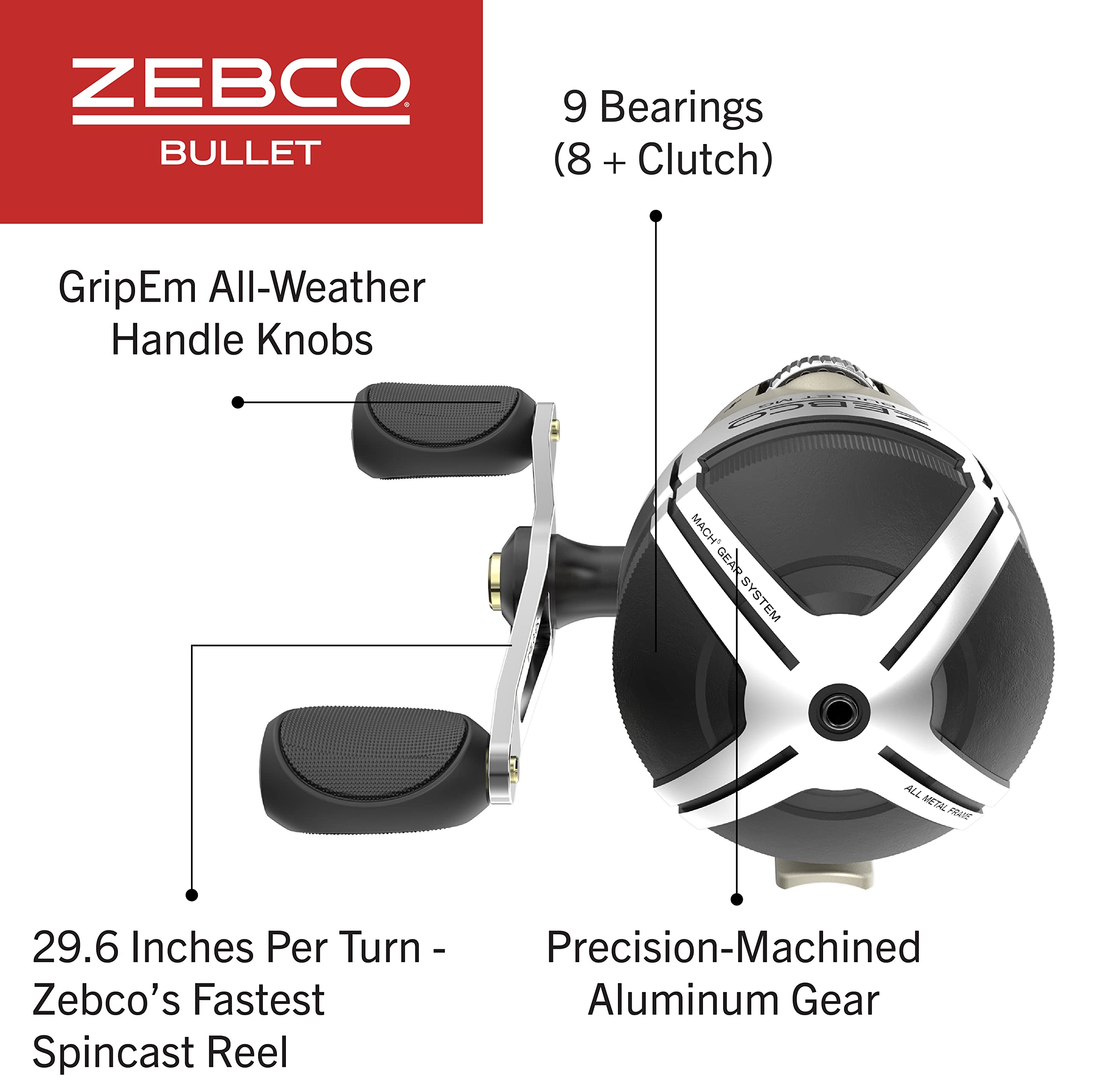 Zebco Bullet Mg spincast reel in hand demonstrates balanced control during long sessions.